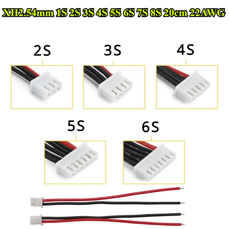 30Pcs/lot XH2.54mm 1S 2S 3S 4S 5S 6S 7S 8S Lipo Battery Balance Charger Cable B6 Connector Plug Length  20cm 22AWG Silicone Wire