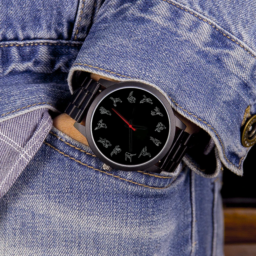 Rose Gold for You Funny Design Man Watches Black Silver Watchband 22mm Gift Watch Sexy Personalized Men' Watche S Logo Dial Male
