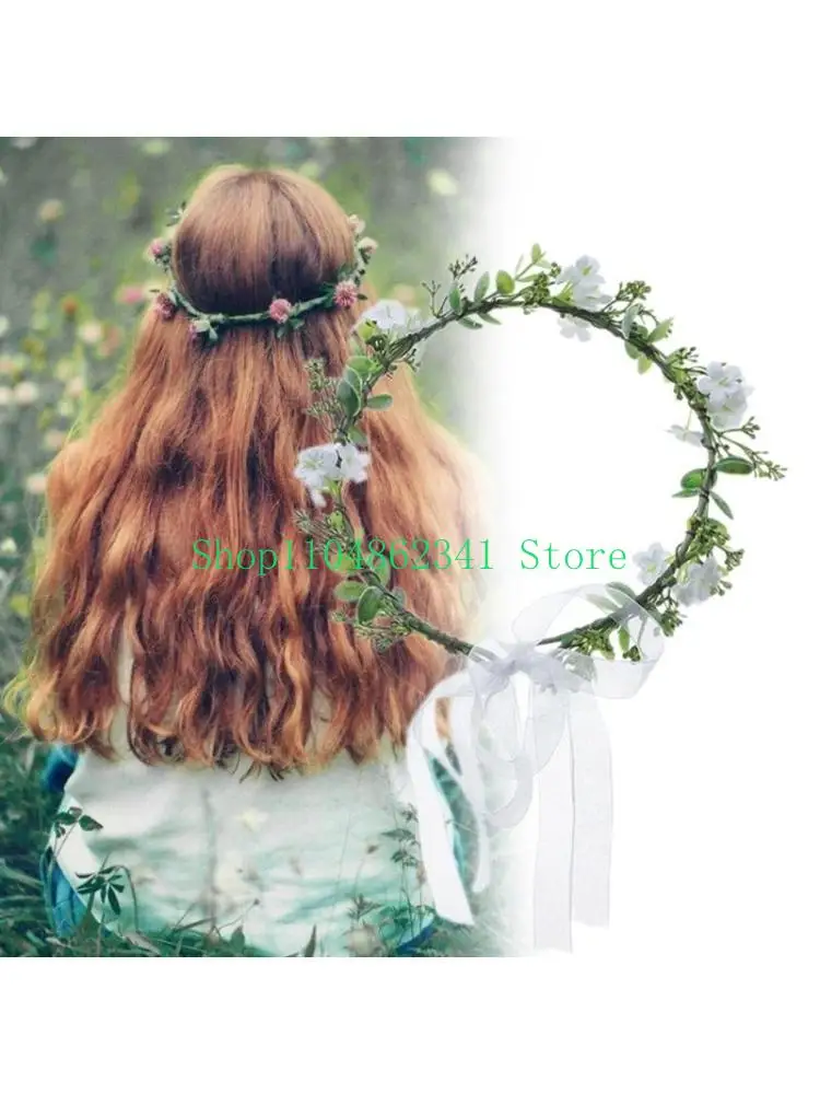 

652F Floral Garlands Crown Hair Wreath Flower Headbands Women Bride Flower Crown for Stall Market Floral Headbands