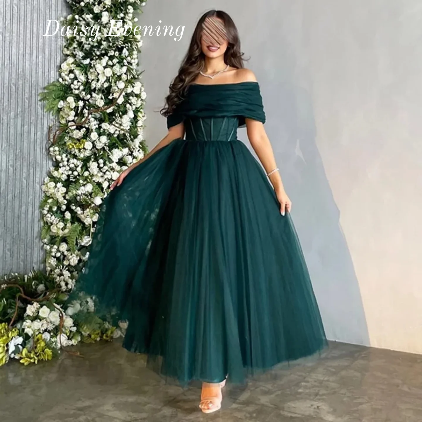 

Strapless Prom Dress Off Shoulder Evening Dresses Fish Bones Ankle Length Princess Customized Saudi Arabia Wedding Party Gown