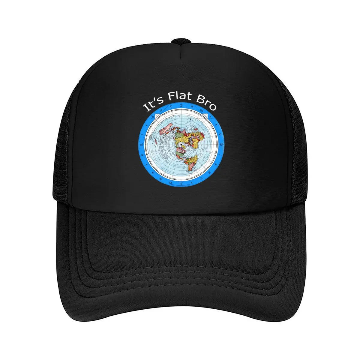 Flat Earth Map Roman Numerals Mesh Baseball Cap Hip Hop