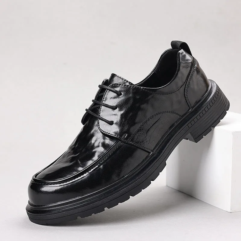 

Men's Business Dress Shoes Oxfords Lace-Up Breathable Black Work Shoes Casual Retro Leather Pumps Round Toe Flat Heel
