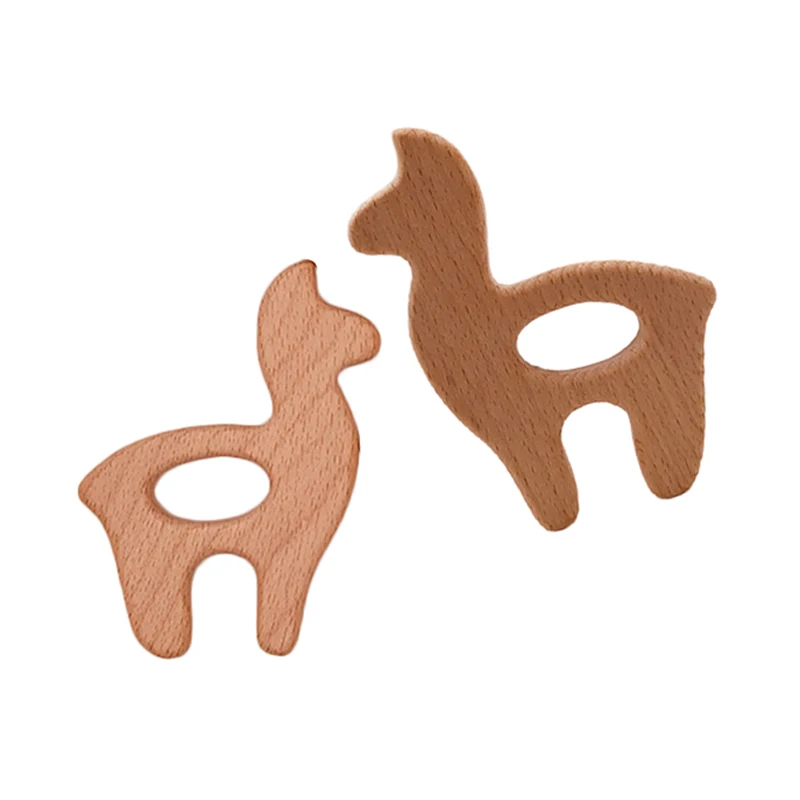 ABCPICK 10pcs Baby Animal Natural Beech Teething Wooden Teether Rodent Deer Tiny Rod Pendant For DIY Pacifier Chain Products