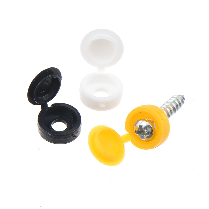 

48Pcs Car Hinged Cover Cap License Number Plate Fitting Fixing Self Tapping Screw White Black Yellow License Plate Rivet