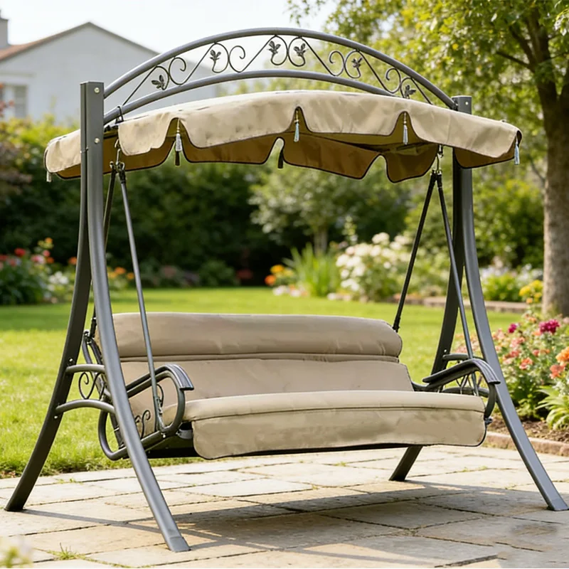 Best-selling modern wrought iron hanging chair courtyard park hotel outdoor furniture waterproof quick-drying seat cushion