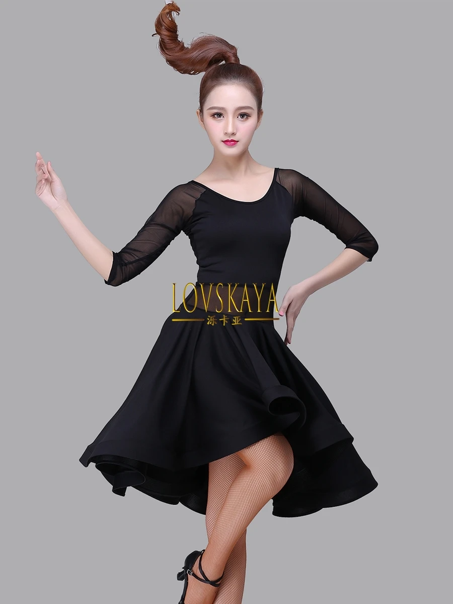 New Latina Dance Costume Female Adult Sexy Spring, Summer, Autumn, Winter Mesh Dancing Dancing Fishbone Dress Contest Set