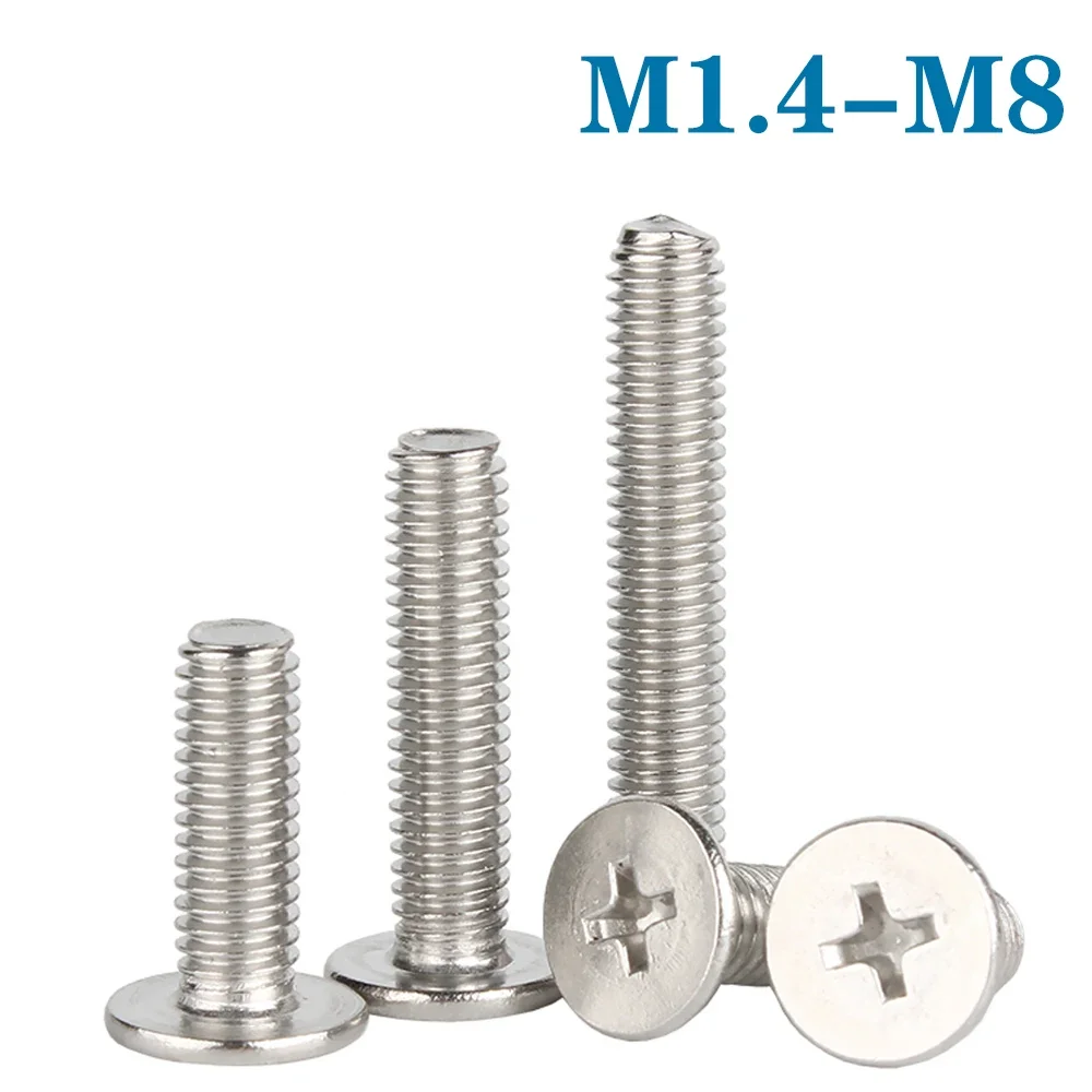 5-100Pcs M1.4 M1.6 M2 M2.5 M3 M4 M5 M6 M8 304 Stainless Steel CM Cross Phillips Ultra Thin Super Low Flat Wafer Head Screw Bolt