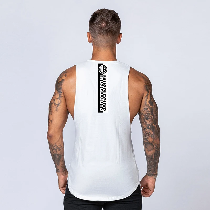 Sommer Atmungsaktive Baumwolle Westen Herren Lose Feuchtigkeit Wicking Ärmellose Sport T-Shirts Gym Fitness Bodybuilding Muscle Tank Tops