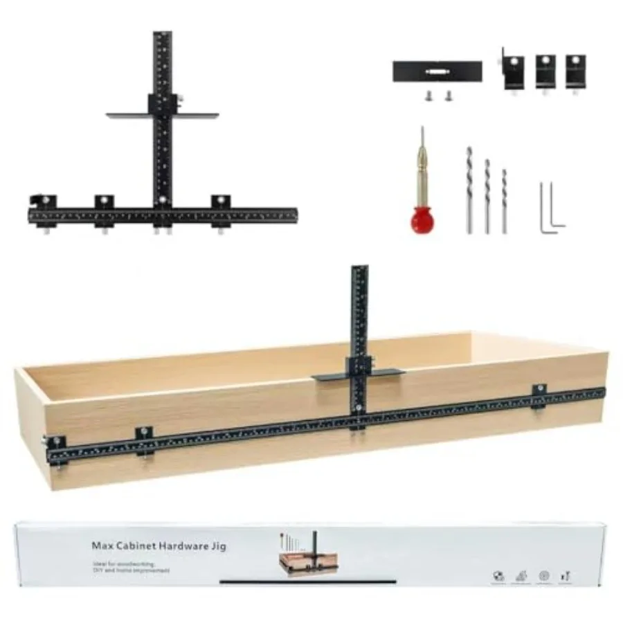 

44-дюймовый максимальный приспособление для шкафа с 16-дюймовым приспособлением для ручки шкафа и автоматическим центральным перфоратором Шаблон ручки шкафа из алюминиевого сплава Сверло Gui