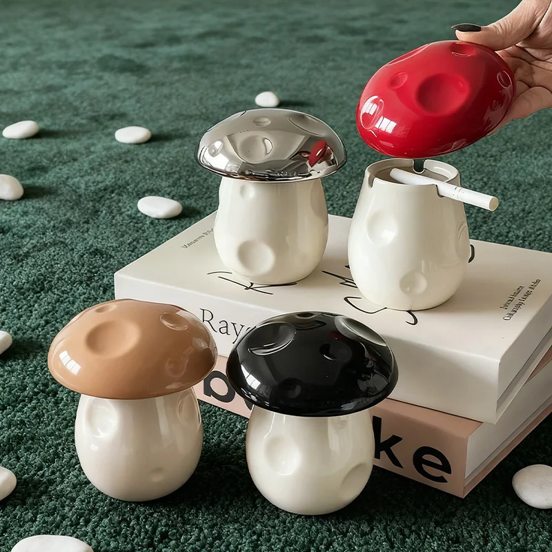 

Ceramic Ashtray With Lid Ash Tray Living Room Anti Fly Ash Tray Handmade Decorative Creative Personality Ashtray Home Decoration