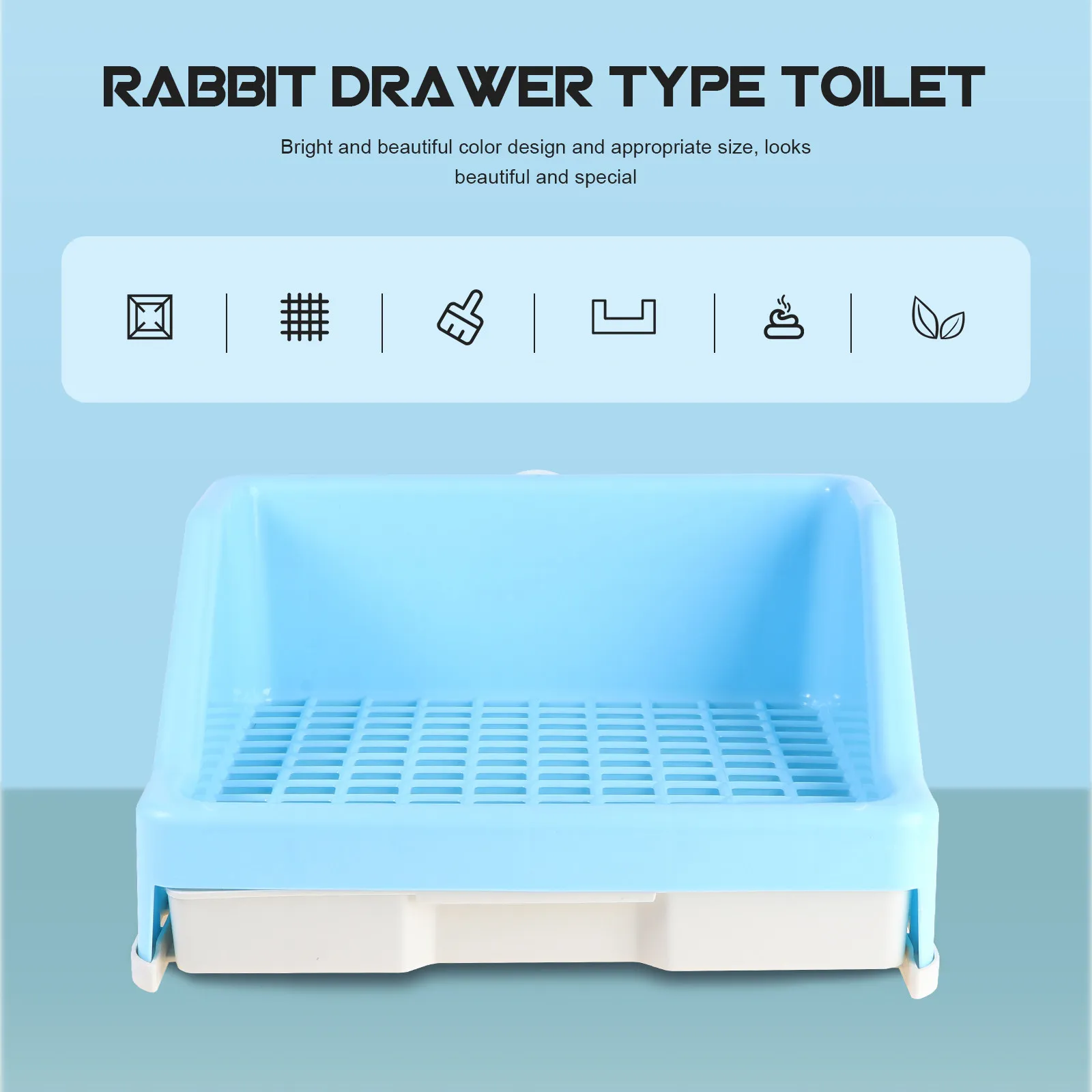 

1Pcs Pet Rabbit Drawer Toilet Sturdy Plastic Anti-Spraying Urine Design Easy Fix Lop Ear Rabbit Cage Accessory Easy Clean