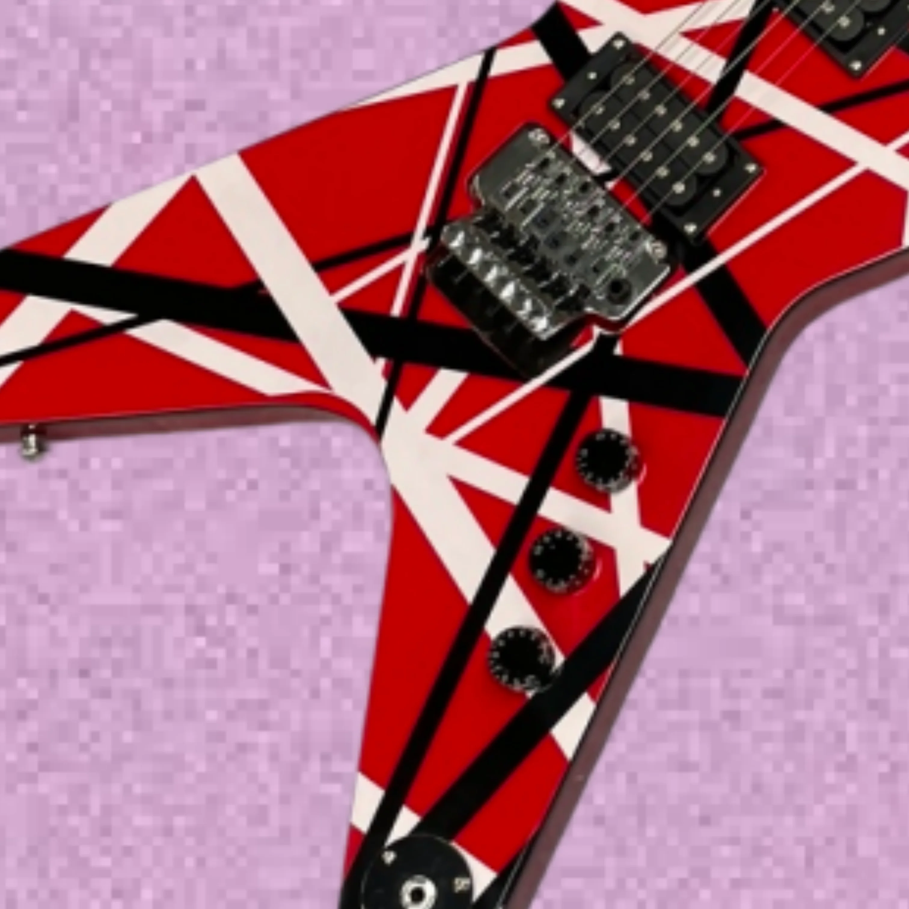 6-string red electric guitar with black and white striped finish, HH pickups guitars, metal stage performance electric guitarra