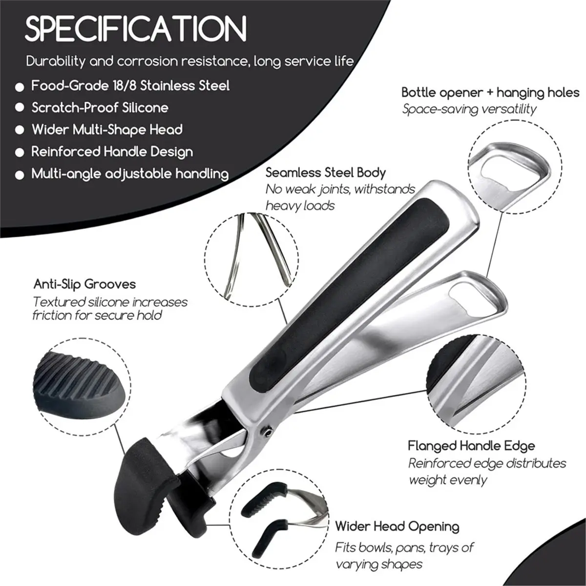 Plate Gripper Compatible with Pizza Pan,Non-Slip Pan Gripper,Hot Plate Bowl Retriever with Food Out From Pots