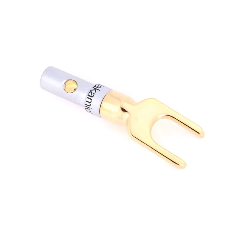 New 2pcs Copper Gold Plated Speaker Banana U Fork Y Spade Plug Wire Connector