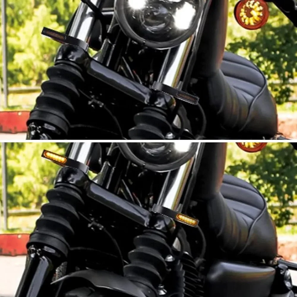 28-58mm Motorcycle Universal LED Front Fork Tube Turn Signal Light Running Indicator Mount Clamp for Harley Honda Suzuki Aprilia
