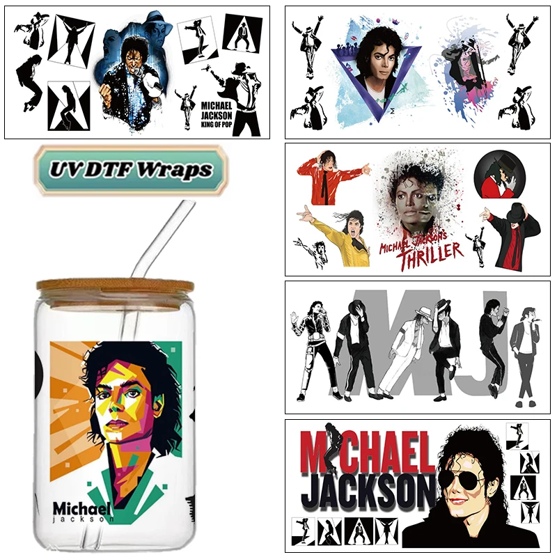 Pop King Inspired UV DTF Wraps Dancer Silhouette Stickers for 16oz Glass Cans Waterproof DIY Transfer Decals