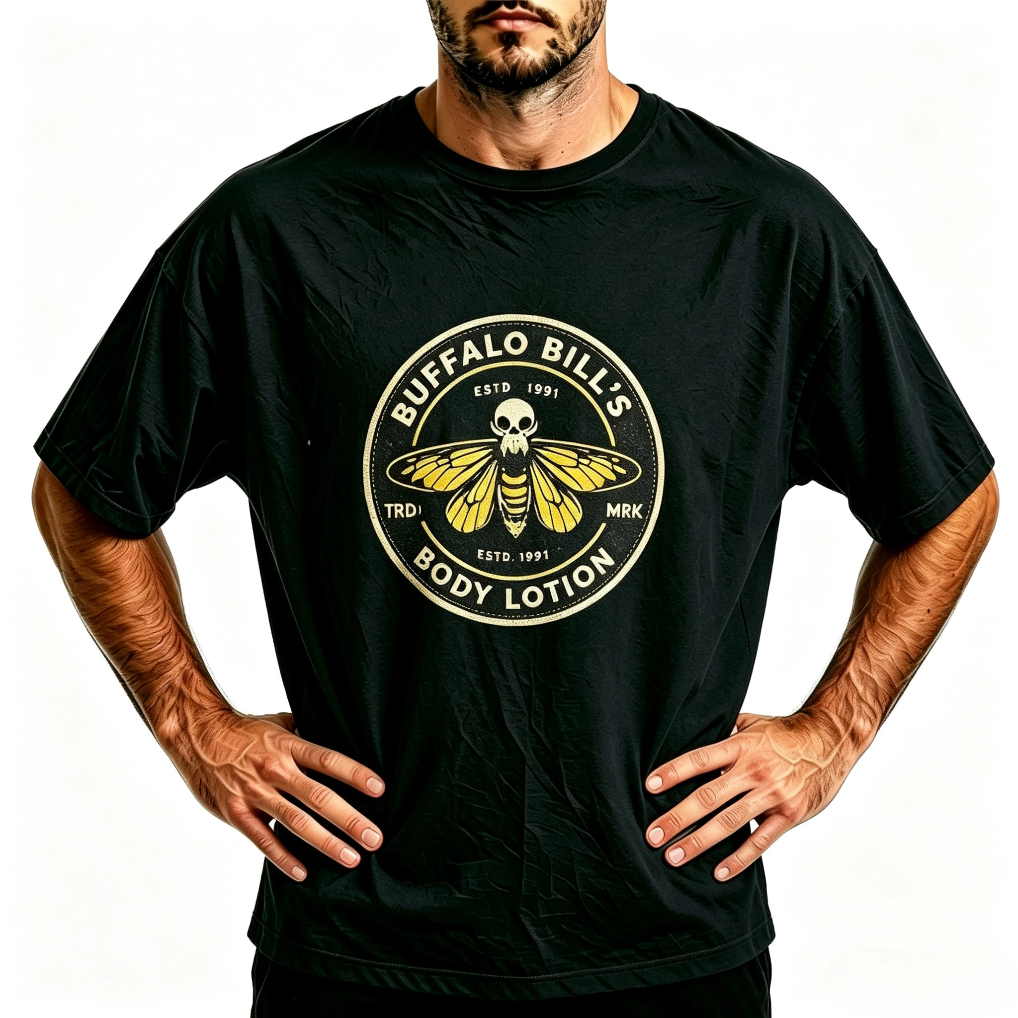Simple Death Moth Buffalo Bill Print Modal T-Shirt  Short Sleeve Tees Unisex Casual Loose Tops Men Women Streetwear Tshirt