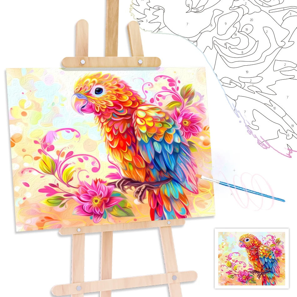 

RUOPOTY-Paint By Numbers Birds Animals With Frame Drawing By Numbers Picture Paint Original Gifts Handpainted Color Markers Oil