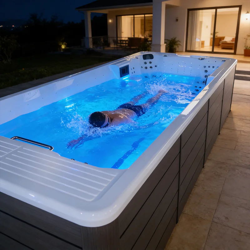 Multi-size 4 to 10 Meter Endless Swim Spa Custom Outdoor Swimming Pool for Athlete Training, Recovery and Massage Therapy