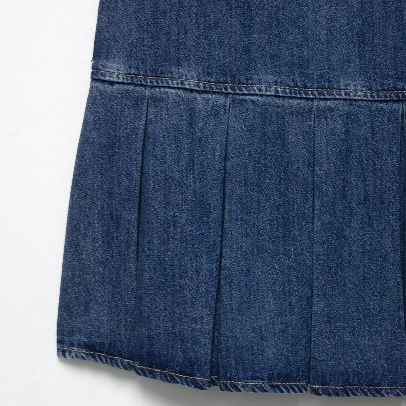 femmes Denim Mini robe dos ouvert col carré taille haute fermeture éclair dos plissé robe trapèze printemps été nouvelle femme Chic haut