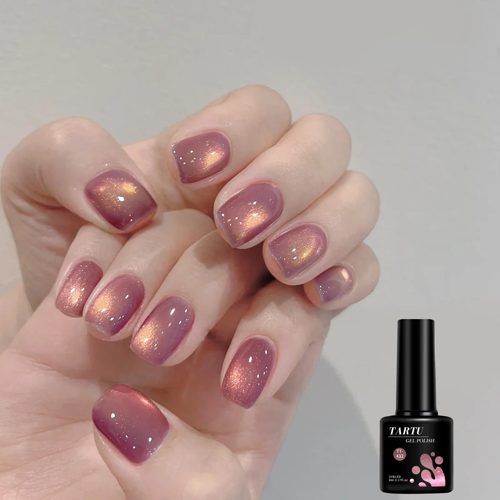 طلاء أظافر جل عين القطة، أحمر بني أسود 8 مل نقع قبالة LED/الأشعة فوق البنفسجية، فن أظافر لامع ثلاثي الأبعاد، هدية مانيكير لصالونات التجميل المنزلية للنساء