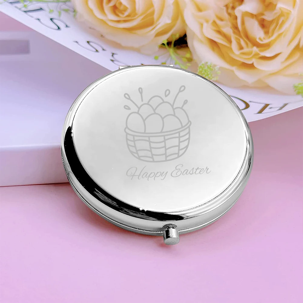 1pc Cartoon Easter egg Personalized Text Pocket Mirror Makeup Mirror Round Circle Mirror Wedding Party Gifts