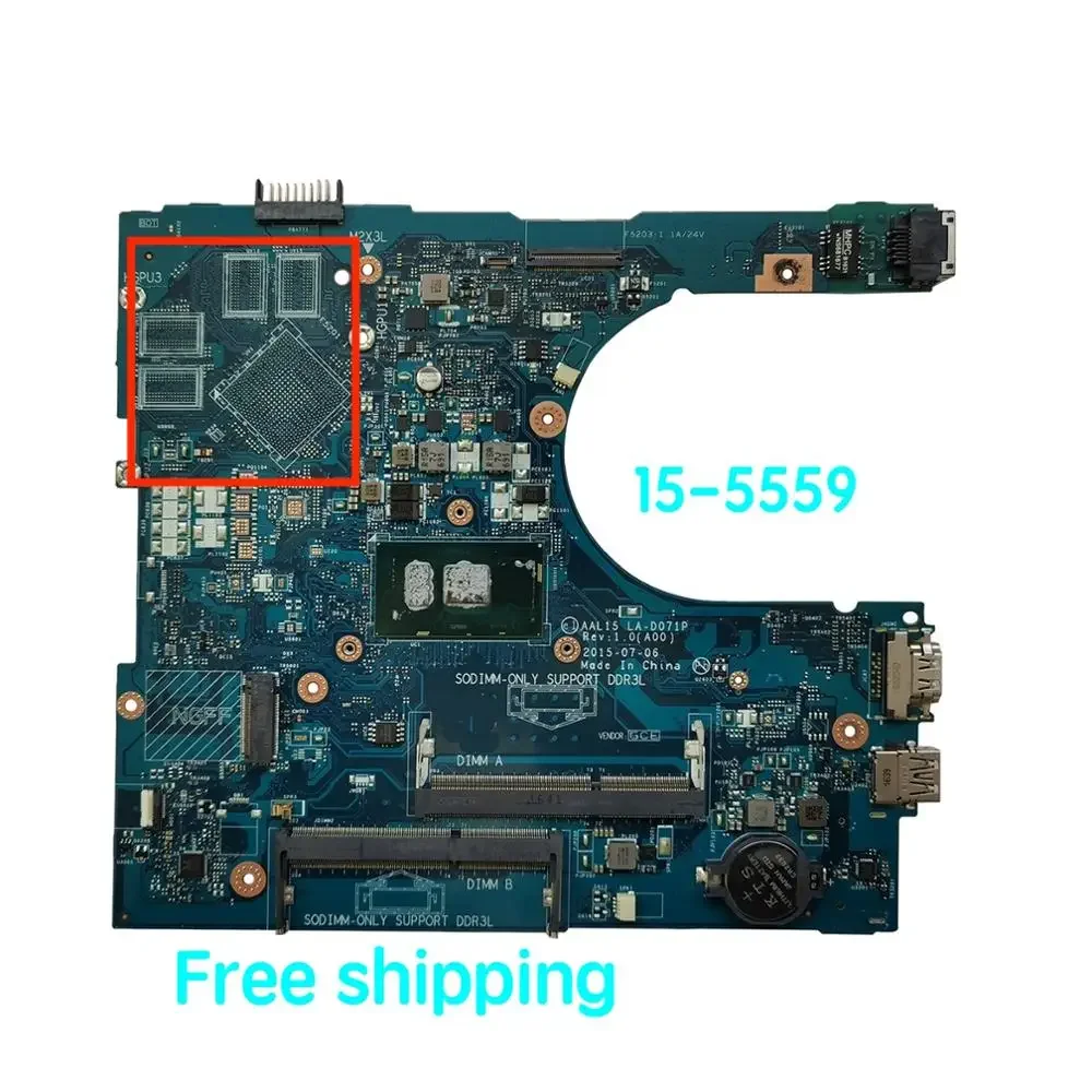 Adequado para dell inspiron 15-5559 placa-mãe do portátil 15 5559 LA-D071P CN-0FV59D 0fv59d mainboard 100% testado totalmente trabalho