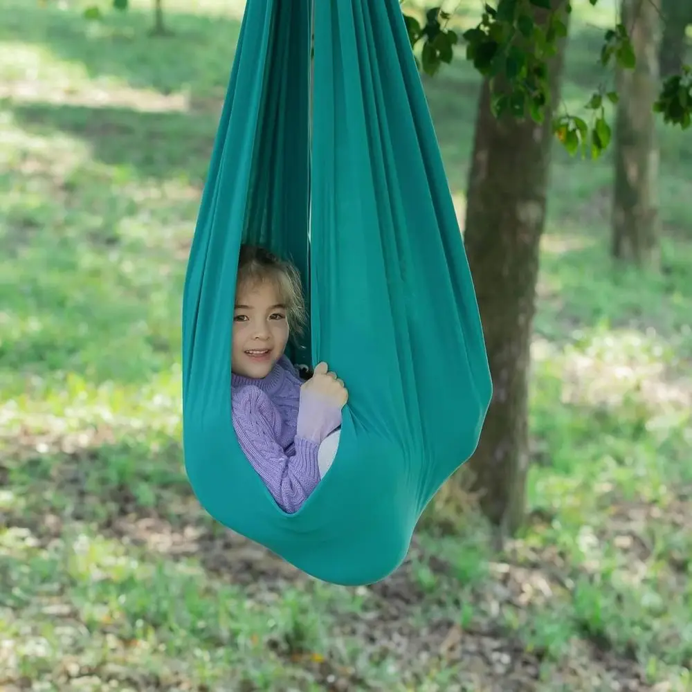 Portable Elastic Kid Swing Breathable Soft Hammock Swing Washable 150x280cm Pod Swing Chair Indoor