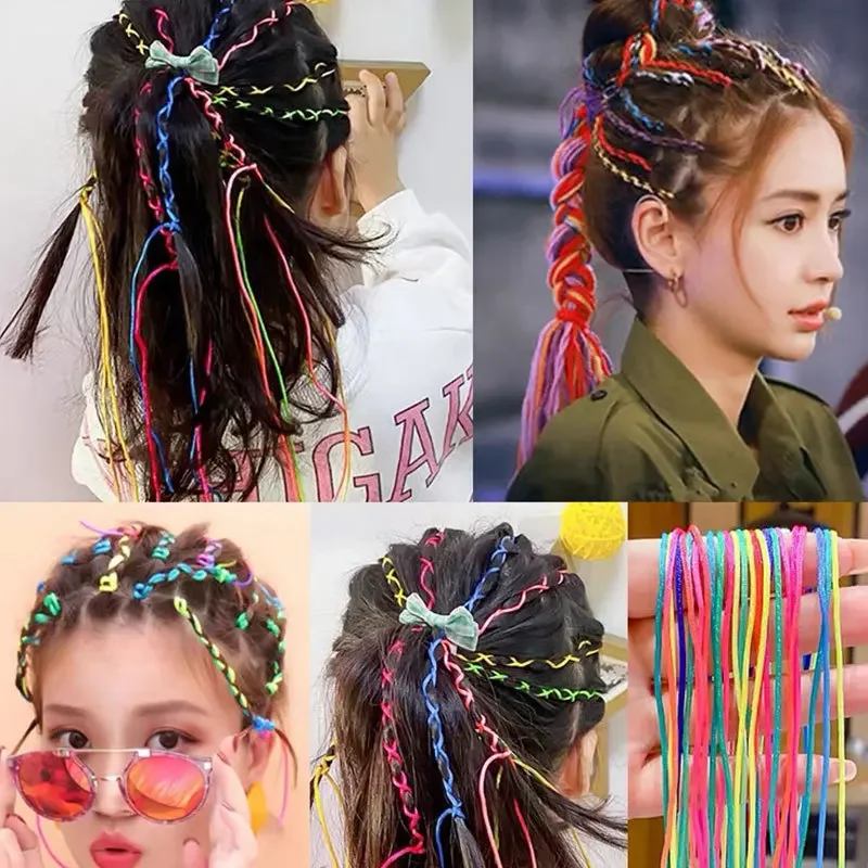 90cm Mix Colorful 4-30Pcs Hair braids Rope strands for african braids Girls DIY Ponytail braids Women Styling Hair Accessories