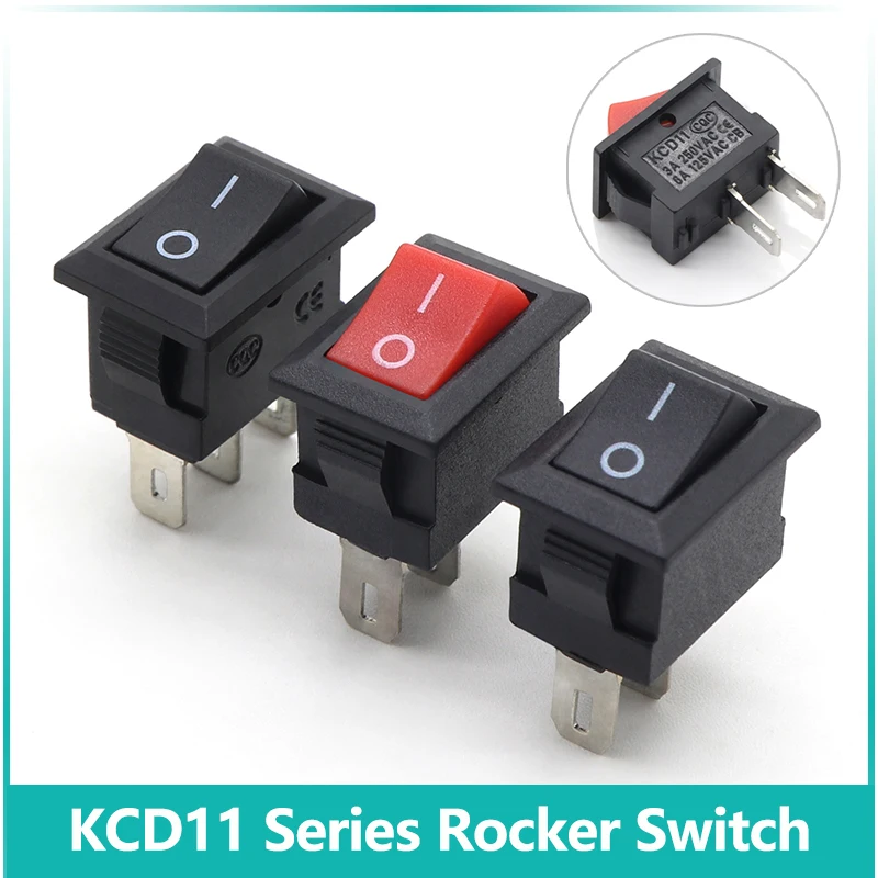 

2/5/10pcs KCD11 Series Boat Car Rocker Switch 2/3 Pin 2 Position 3A 1250V/250V AC 15mmx10mm Power Switches