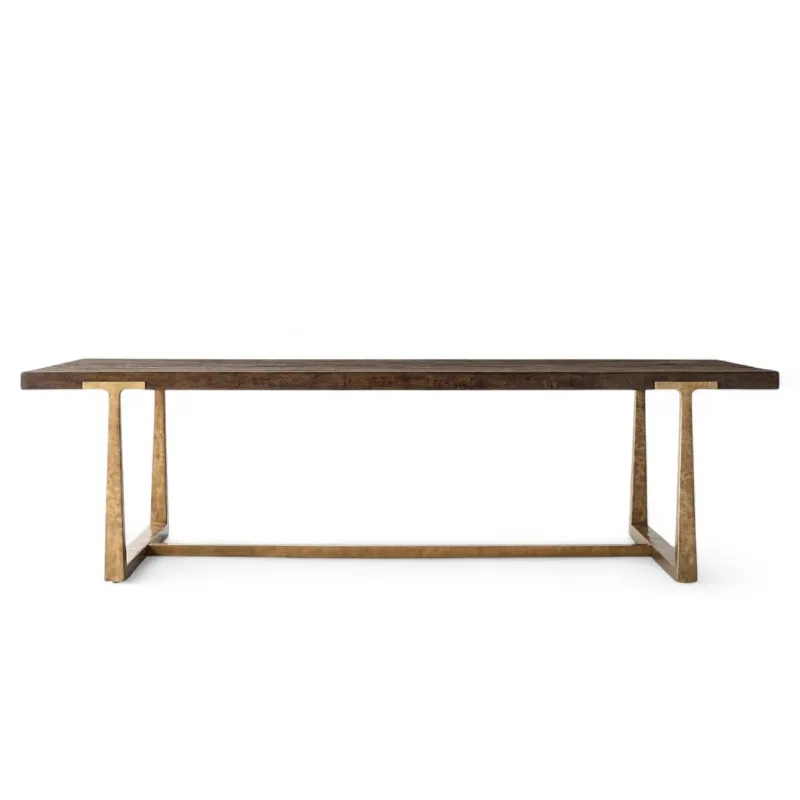 Modern American industrial antique solid wood T-support rectangular extension dining table home villa dining room furniture