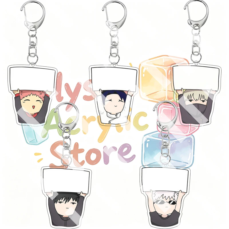Q Version Jujutsu Kaisen Itadori Yuji Okkotsu Yuta Gojo Satoru Cartoon Cute Acrylic Keychain Double-sided Print Pendant Key Ring
