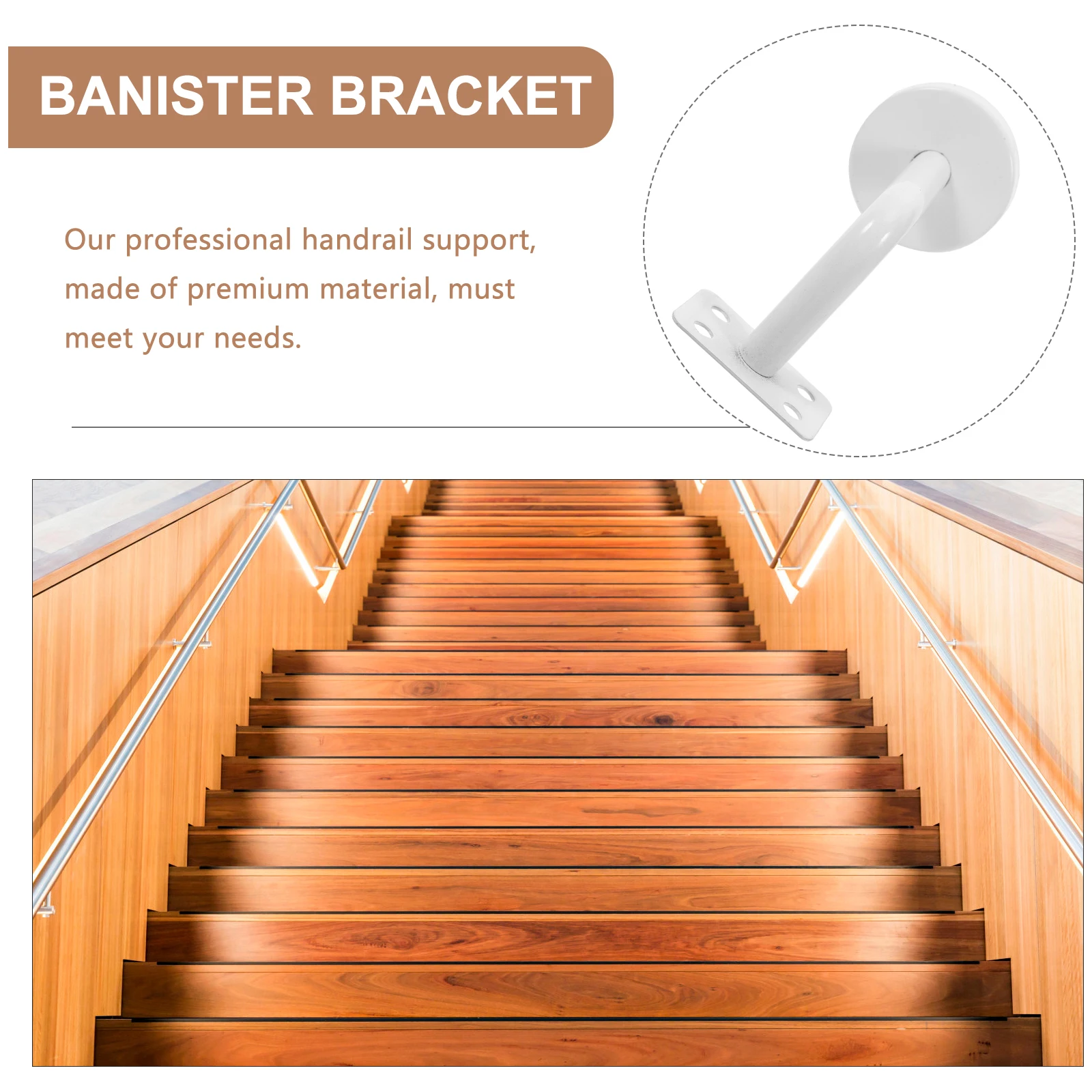 

Stainless Steel Wall Mounted Handrail Bracket Durable Construction for Indoor Outdoor Staircase Sleek Design Easy for Wood