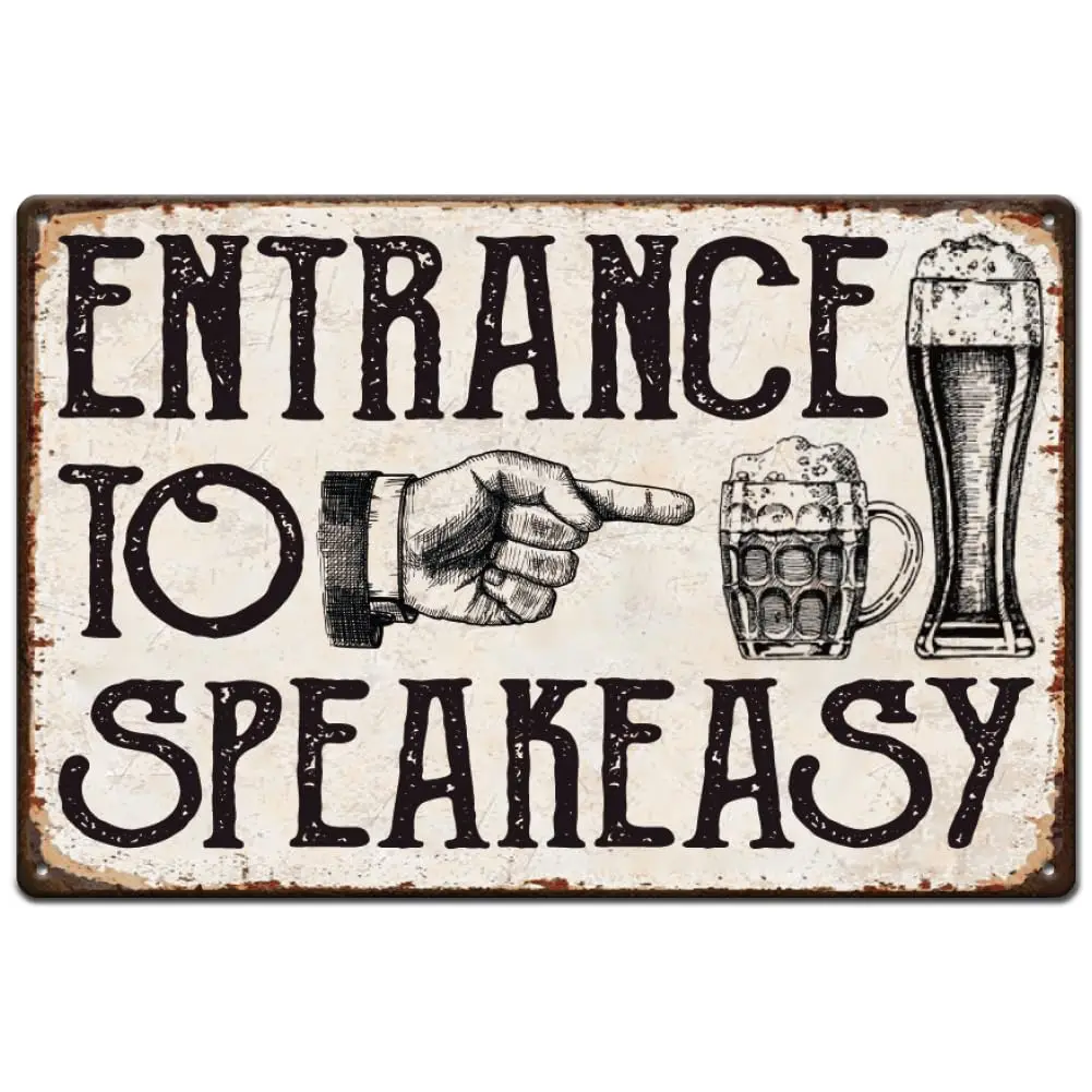 SUPERDANT Lustiges Metallschild 'Eingang zum Speakeasy' Blechschilder Retro Metallposter Vintage Kunst-Schild für Bars, Kneipen, Spielzimmer, Männerhöhlen