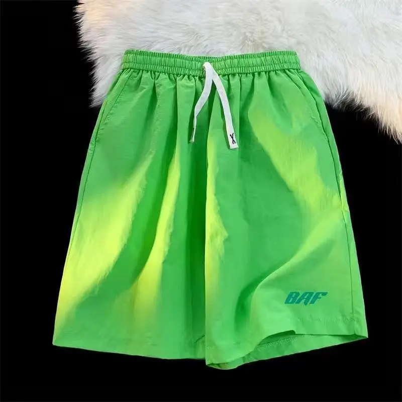 Summer Cool Quick Drying Beach Shorts for Men and Women Couples Thin Loose Dopamine Sports Casual Over Knee Shorts