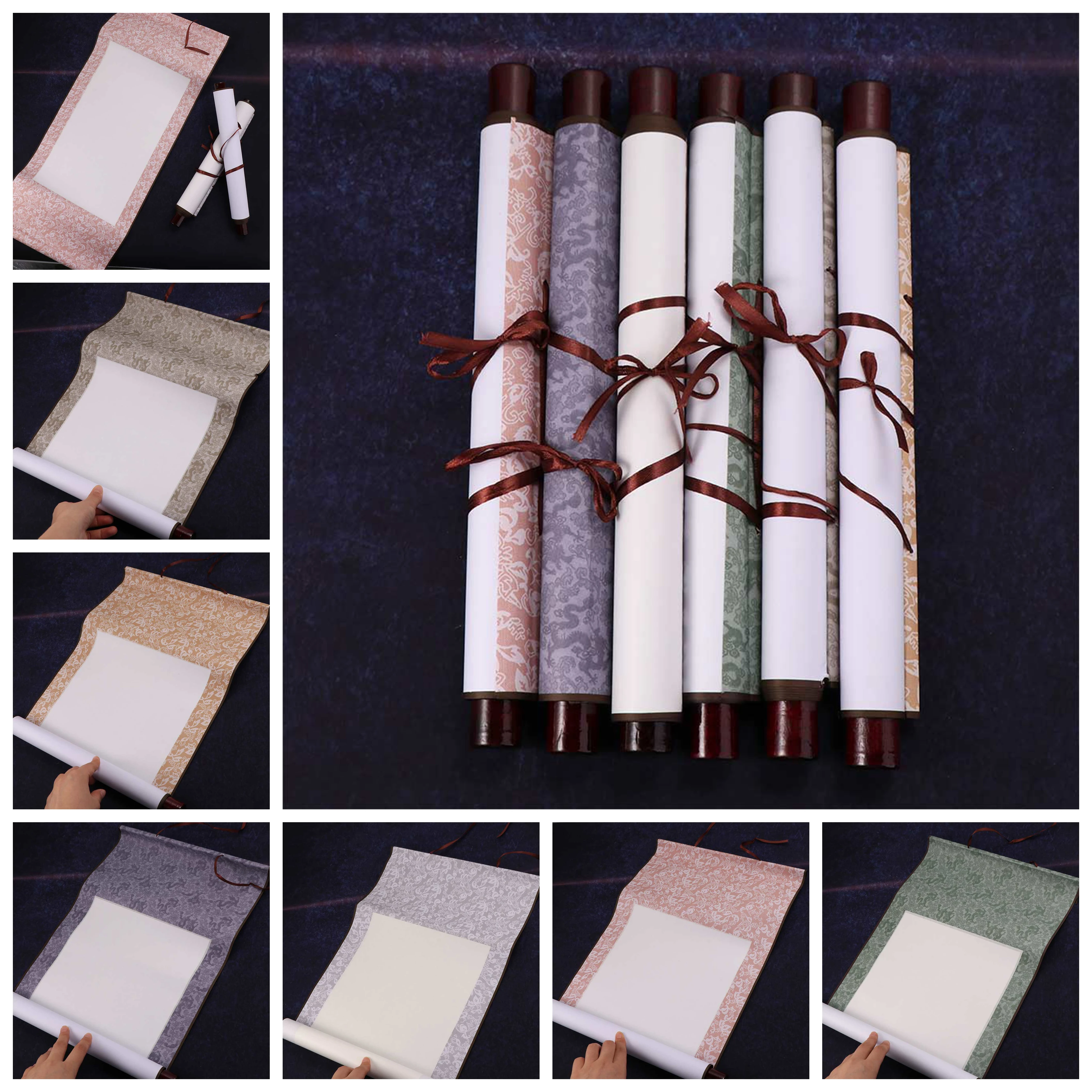 Rice paper Self Made Gifts Art Supplies Painting Scroll Calligraphy Mounting Blank Hanging Scroll Drawing Canvas Scrolls