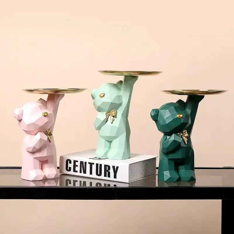 Popular resin craft item: geometrically cut bear tray ornament for home, TV cabinet, candy tray