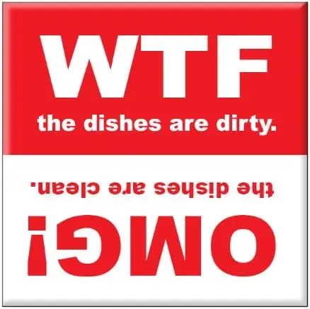 Clean Dirty Dishwasher Magnet Sign Indicator - OMG and WTF - Funny Novelty Gag Gift Idea