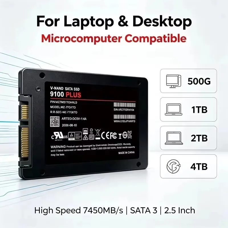 High Speed 2TB 4TB SATA3 550MB/S Internal 9100 PLUS SSD Solid State Disk  for Desktop Microcomputer Laptop Pro Use