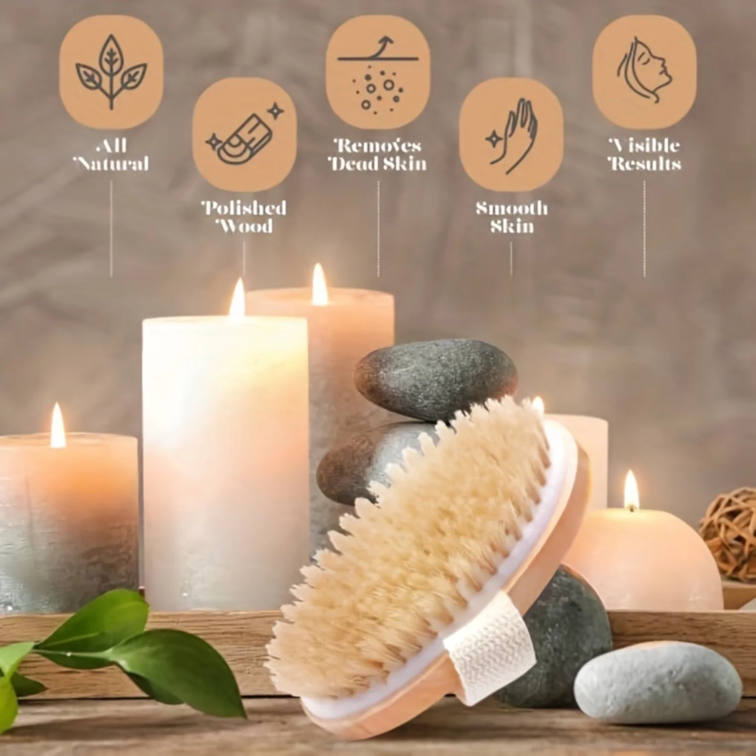 Spazzola a secco con setole naturali: scrubber per il corpo per la circolazione e il drenaggio linfatico