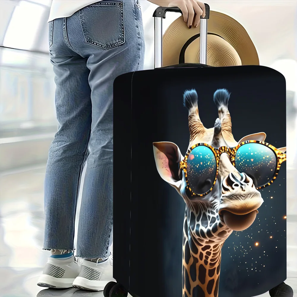 1-Piece Giraffe Portrait Luggage Cover for Luggage Sizes 18 – 32 Inches; a Dustproof and Stretchy Travel Accessory with Styli