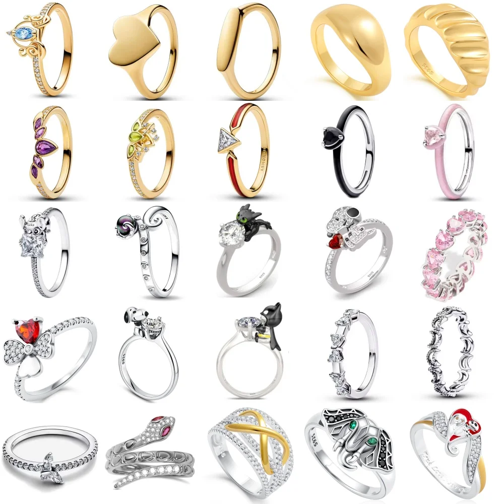 Hot Selling New 925 Silver，Clover,Lotus,Puppy,Snake Shaped Ring Suitable for European Women's Holiday Gifts,Exquisite Jewelry