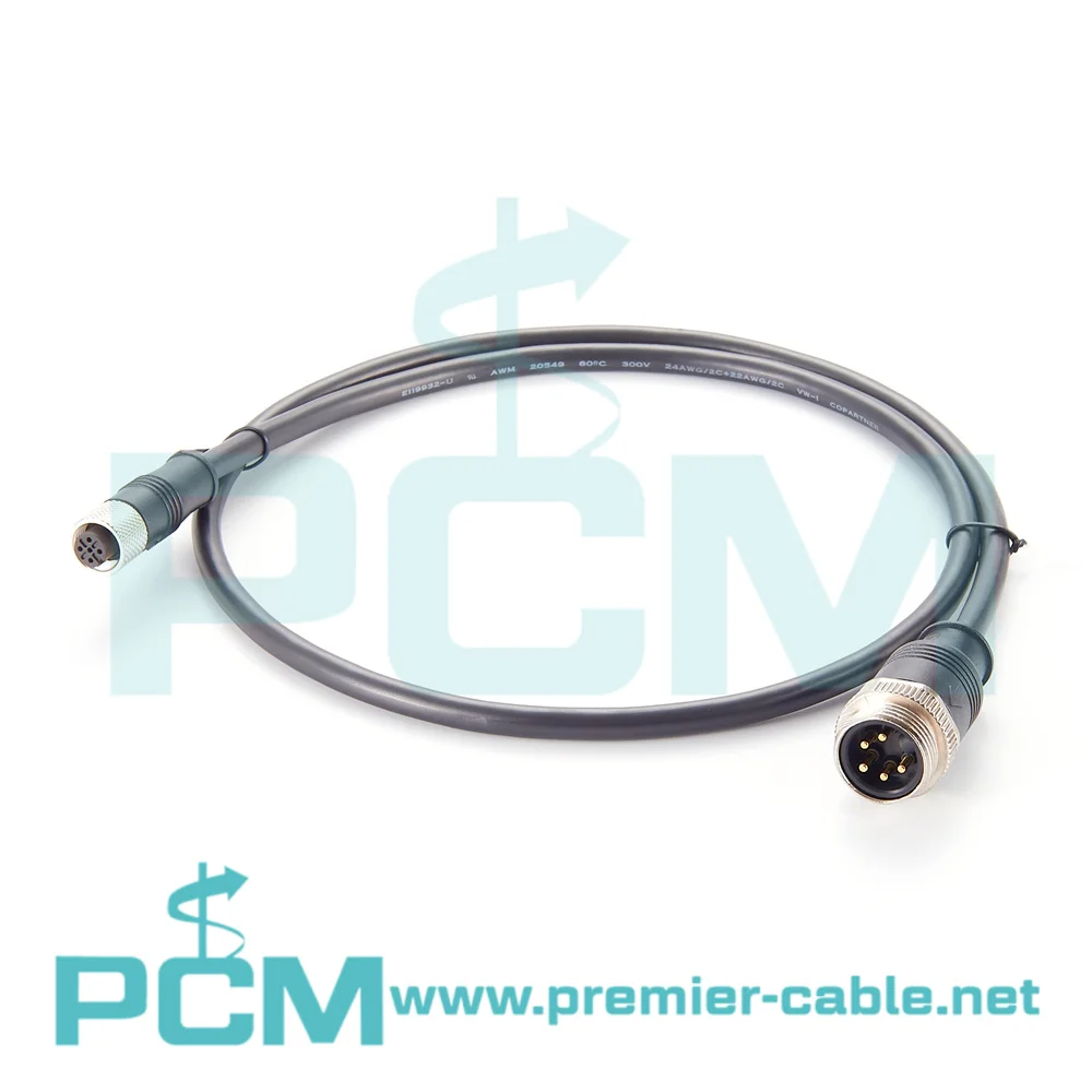 DeviceNet Cordset Cable 7/8'' 5Pin Male to M12 A-Coded 5 Pin Female Minifast Connector 1 Meter