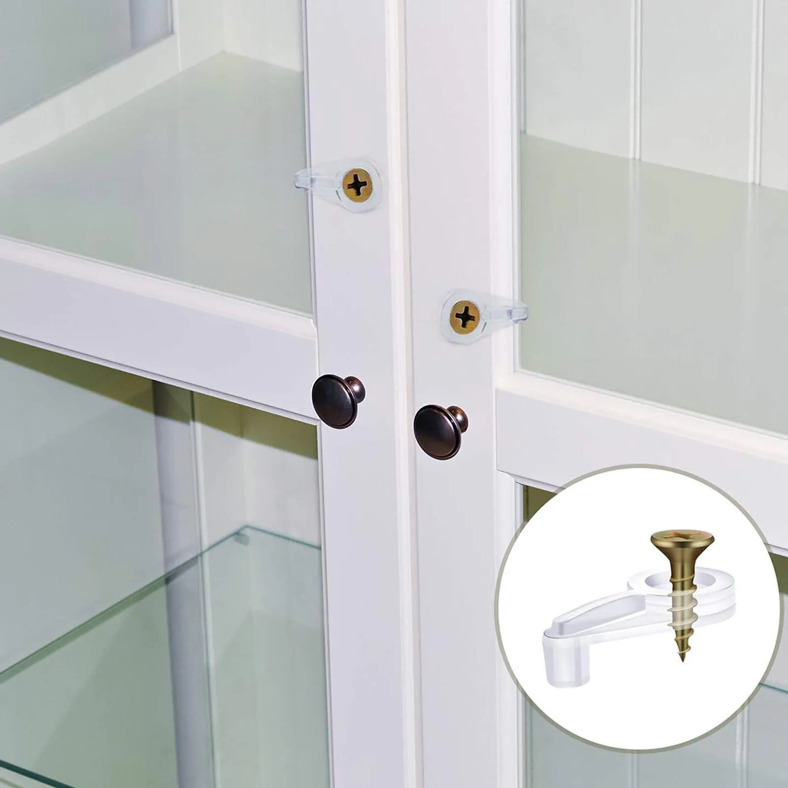 120pcs Clear Plastic Glass Retainer Clips with Metal Screws for Mirror Cabinet Window & Storm Door Fixing Panel Fasteners Kit