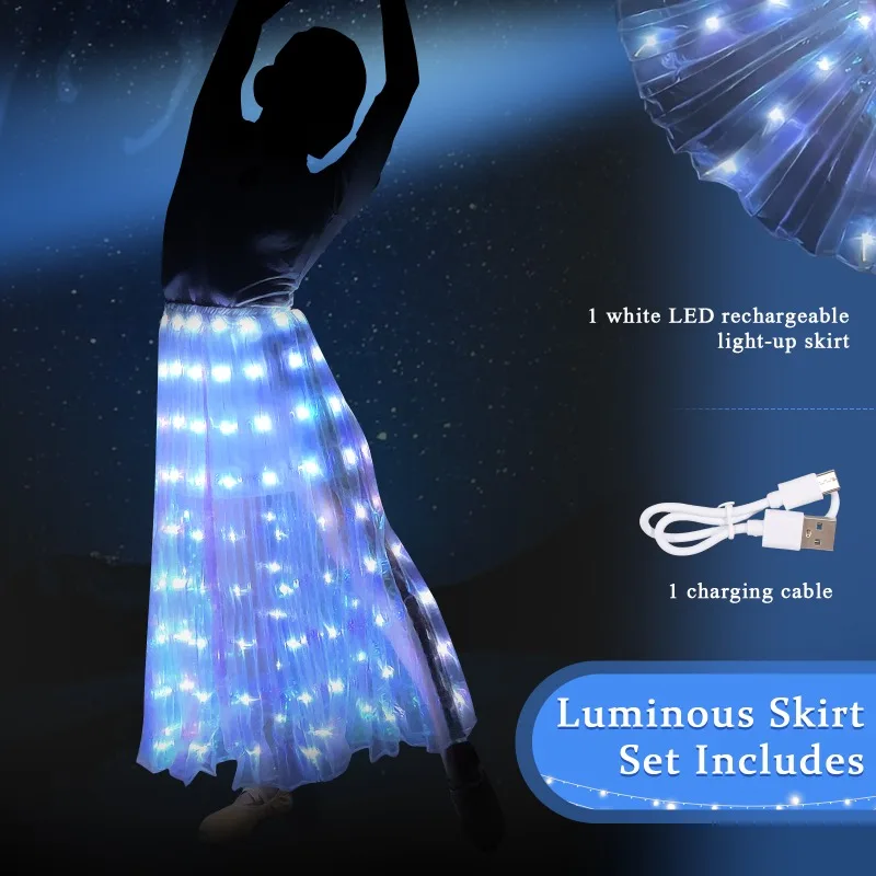 Jupe lumineuse LED colorée pour femme, costume de danse pour filles, accessoires de performance de danse du ventre, robe de fête d'Halloween et de Noël, 1PC