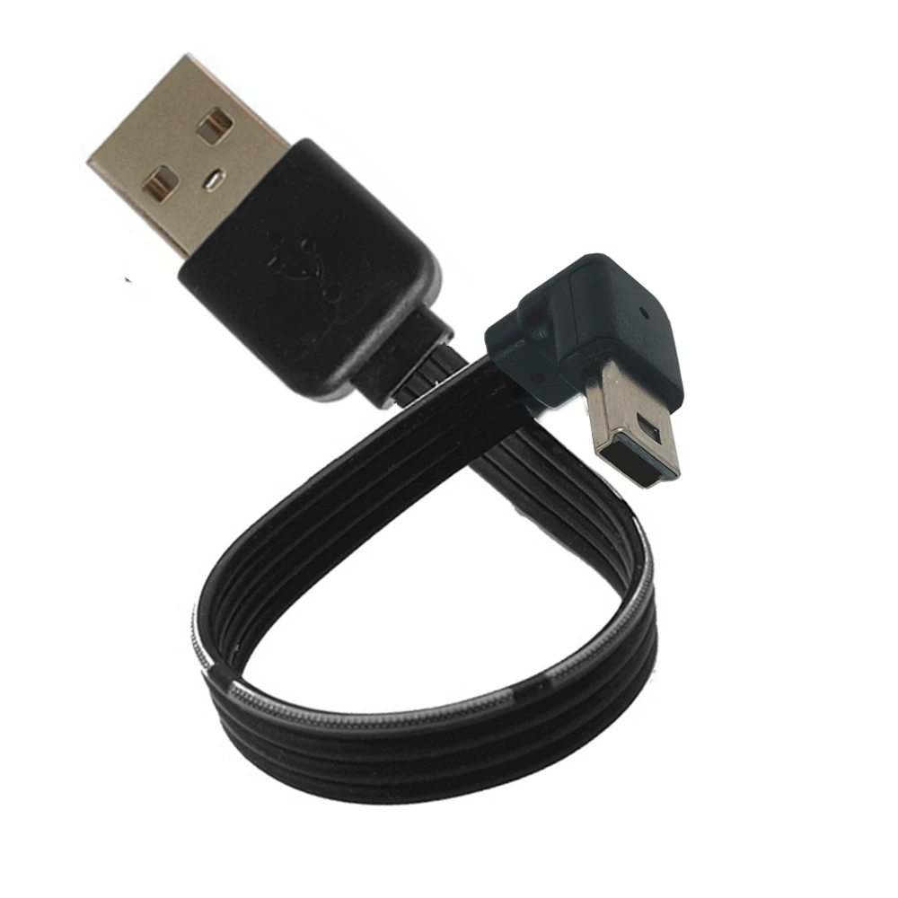 Mini USB2.0 5pin ذكر صعودا وهبوطا بزاوية 90 درجة إلى USB 2.0 ذكر 90 درجة كابل بيانات USB صغير سلك مسطح 0.1 متر/0.2 متر/0.5 متر/1 متر