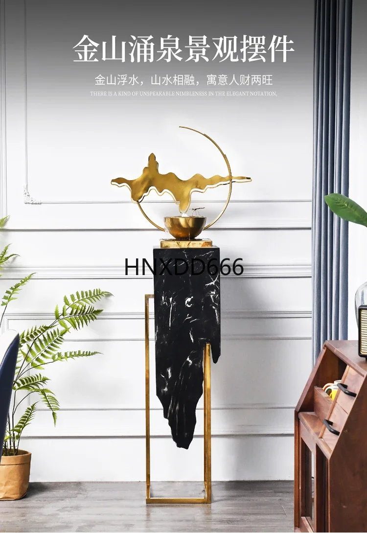 Living room circulating water light luxury flowing water ornament entrance office large floor high-end decoration technology