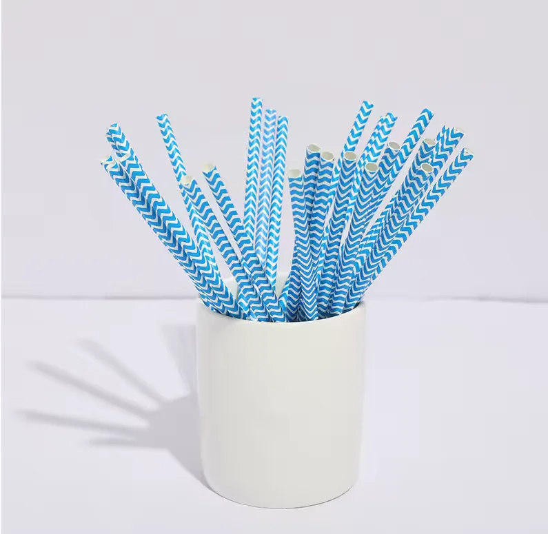 Multi Color Wave 500PCS Paper Straws Biodegradable Paper Straws 6*197mm For Drinking/Decoration At Birthday/Anniversary/Wedding