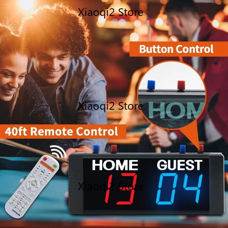 Portable scoreboard, button scoring, battery-powered electronic scoreboard with stand