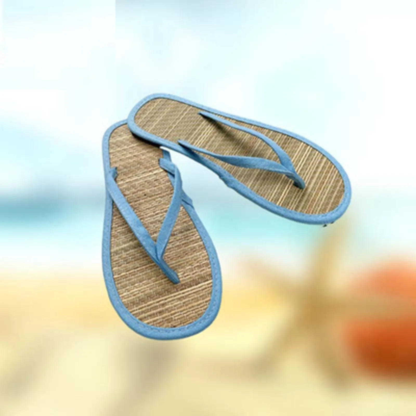 Ladies Straw Mat Slippers Fashion Floral Strap Flat Flip Flops Summer New Leisure Rattan Grass Weave Comfortable Home Slippers